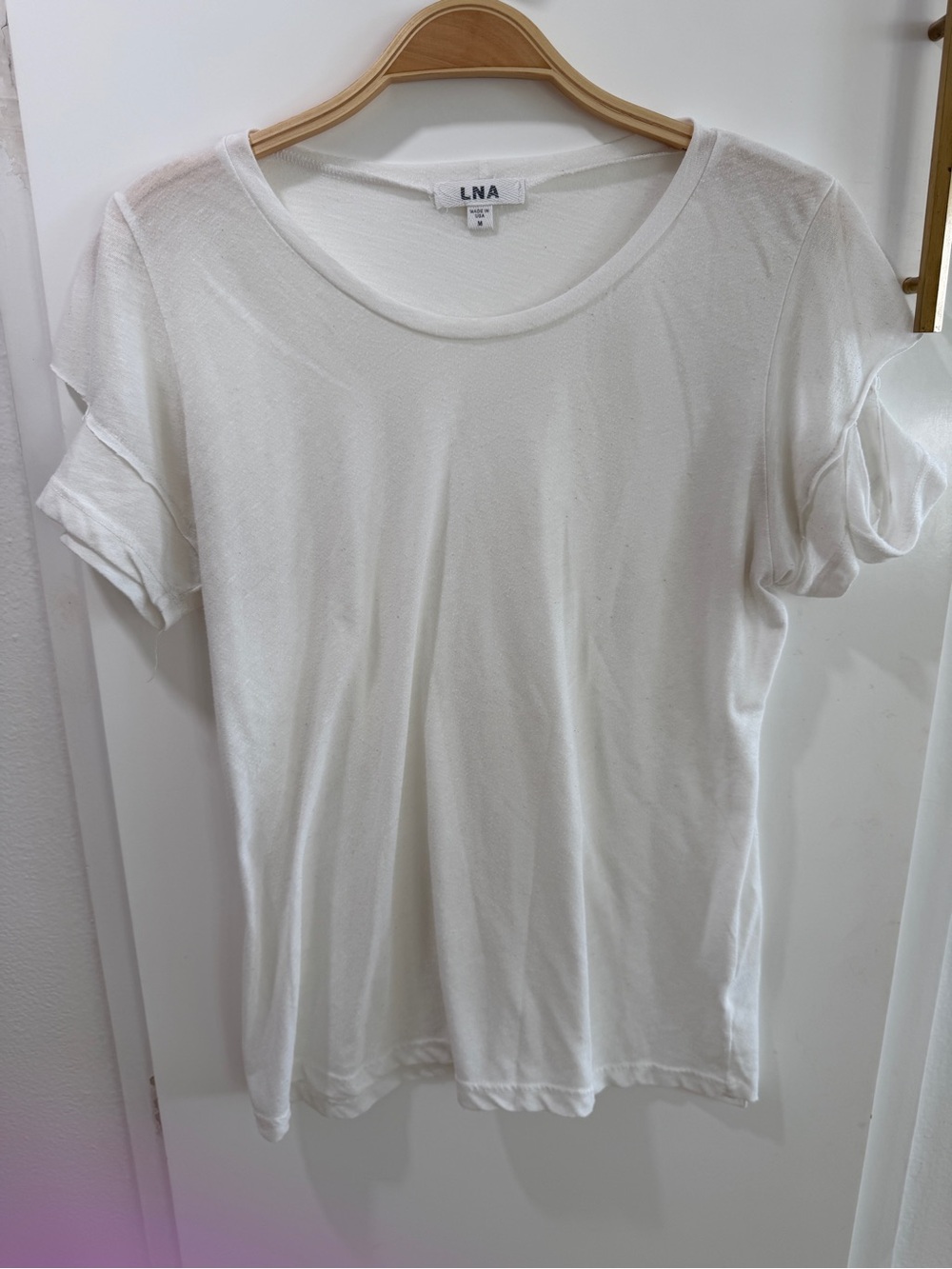 LNA Women's White Scoop Neck Short Sleeve Tee